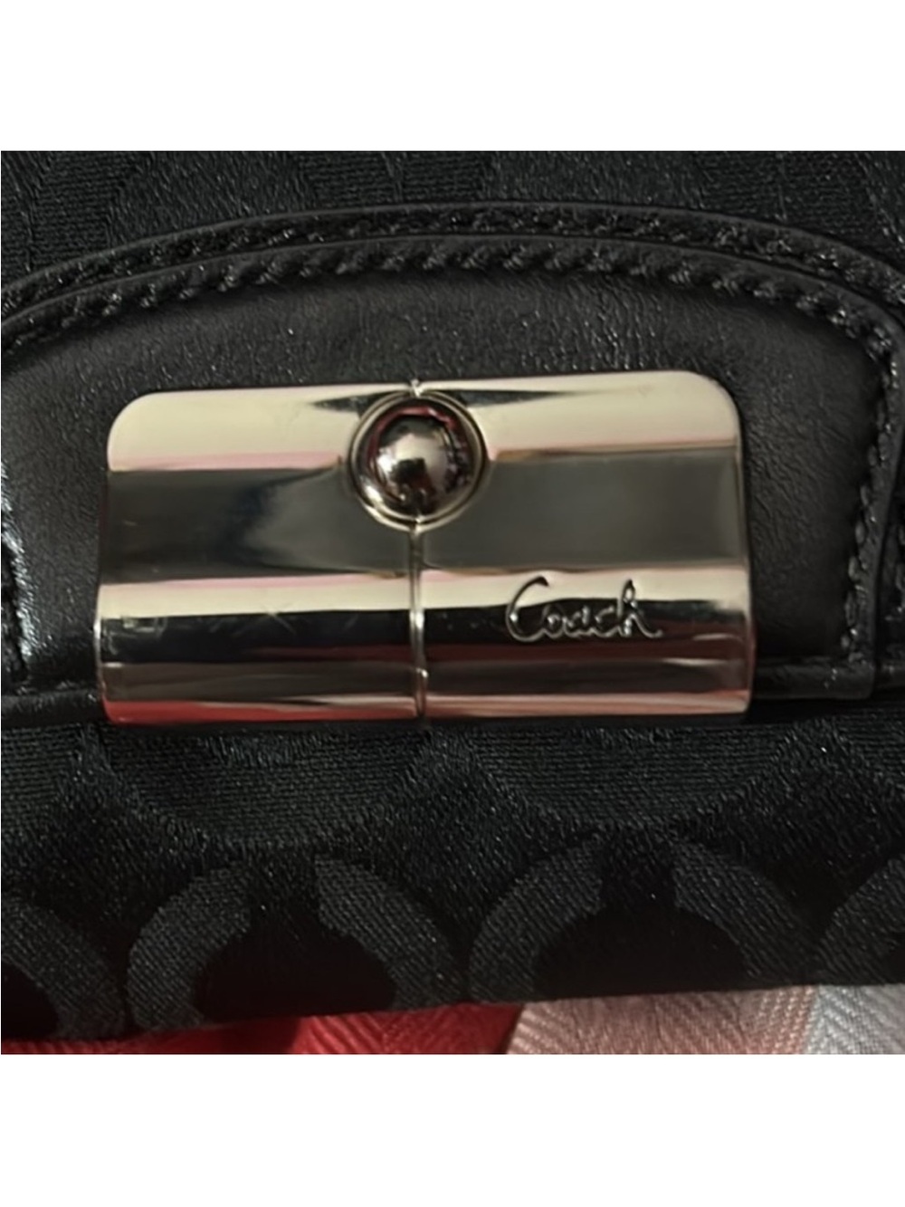 Coach Kristen Canvas Clutch with Silver Hardware & Tiffany Blue Satin Interior - Picture 7 of 11